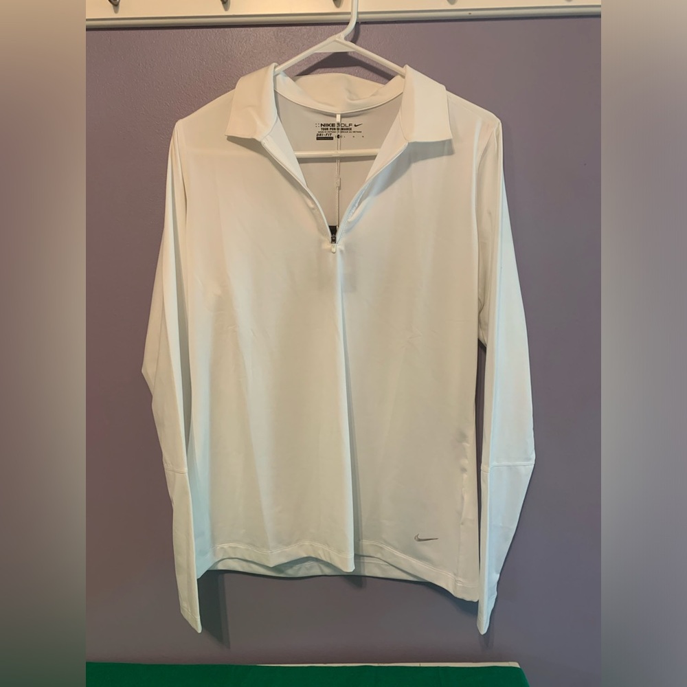 White Nike Golf Quarter Zip Women Large NWT